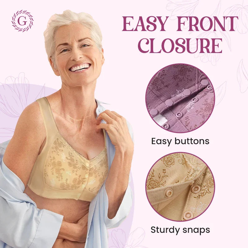 Rose Bra Wireless Front Button Bras Large Size For Women